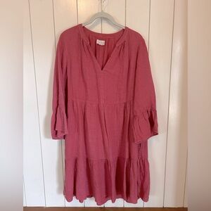 Velvet small linen dress 3/4 bell sleeve